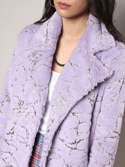 Campus Sutra Self Design Notched Lapel Single Breasted Longline Overcoat - Image 2