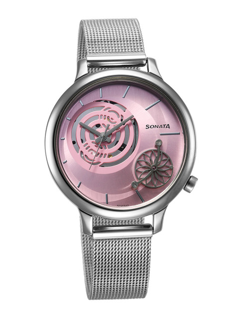 Sonata Unveil Quartz Analog With Pink Dial Watch For Women - Nt8190sm01
