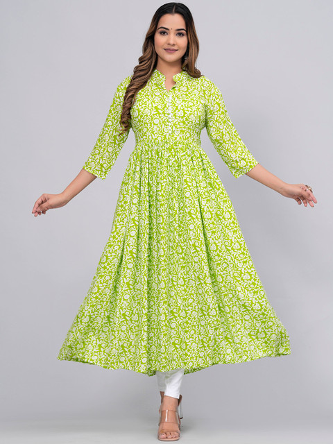 Sanganeri Kurti Ethnic Motif Printed Anarkali Kurta