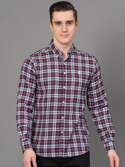 Red Tape Checked Button-Down Collar Casual Shirt