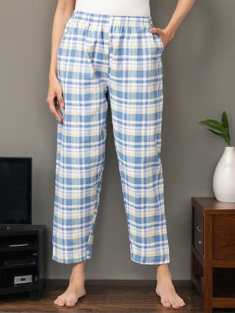 Kryptic Women Checked Pure Cotton Lounge Pants