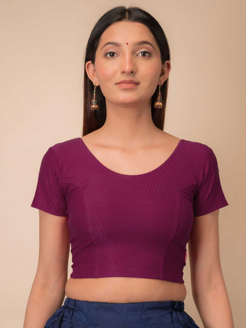 Bindigasm's Advi Self Design Cotton Stretchable Saree Blouse