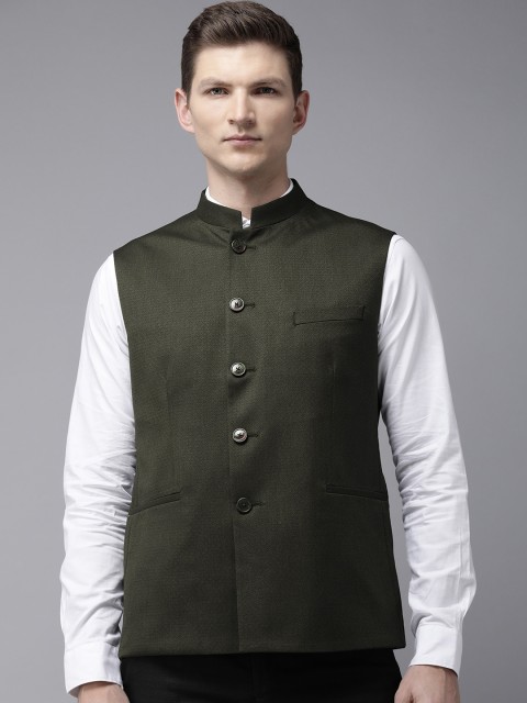 Van Heusen Men Woven Design Reversible Nehru Jacket