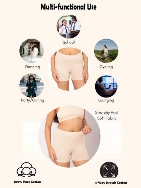 arLa APPAREL Women Pack Of 4 Seamless Pure-Cotton Boy Shorts - Image 5