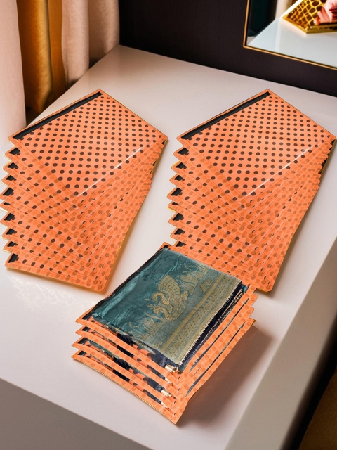 Kuber Industries Orange Coloured 24 Pieces Saree Cover Clothes Storage Bag Organisers