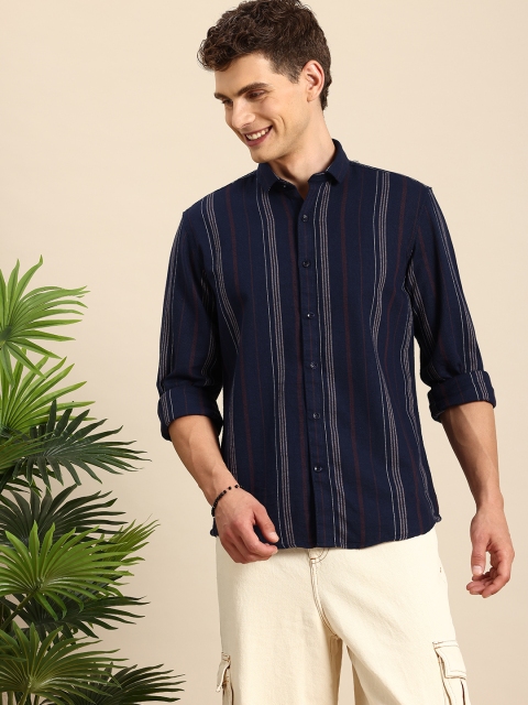 Mast & Harbour Pure Cotton Opaque Striped Casual Shirt