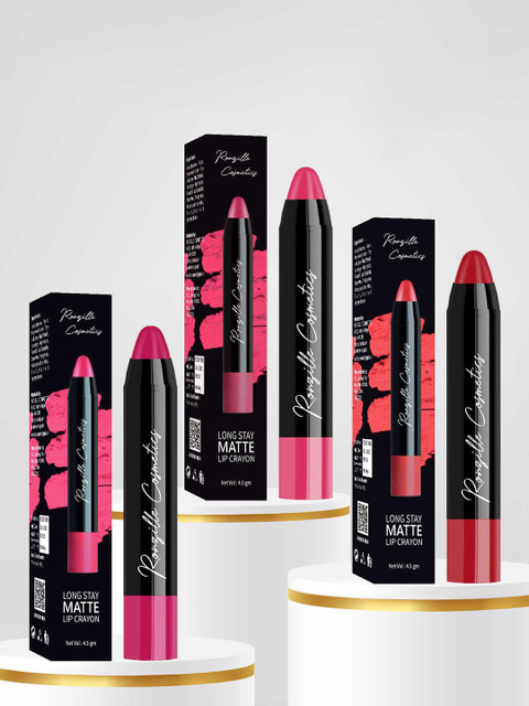 Ronzille Set Of 3 Long Lasting Waterproof Matte Lip Crayon - Shades 1-3-6
