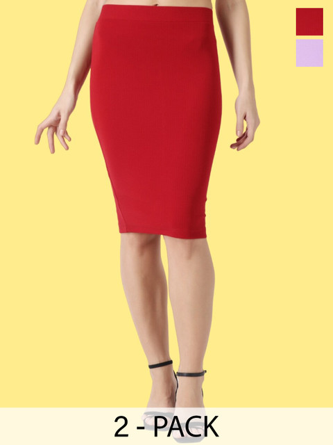 Popwings Pack Of 2 Knee-Length Pencil Skirts