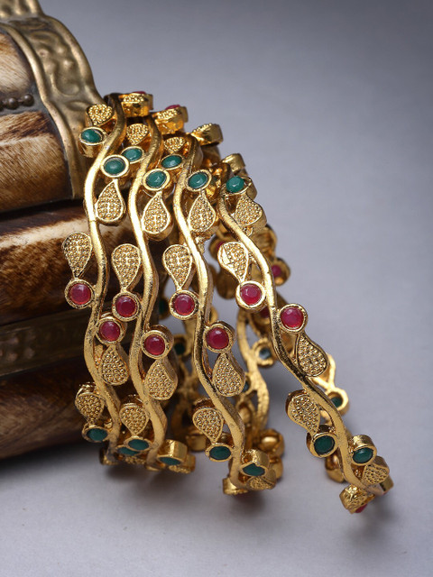 Sukkhi Set Of 4 Gold-Plated Bracelet Bangle