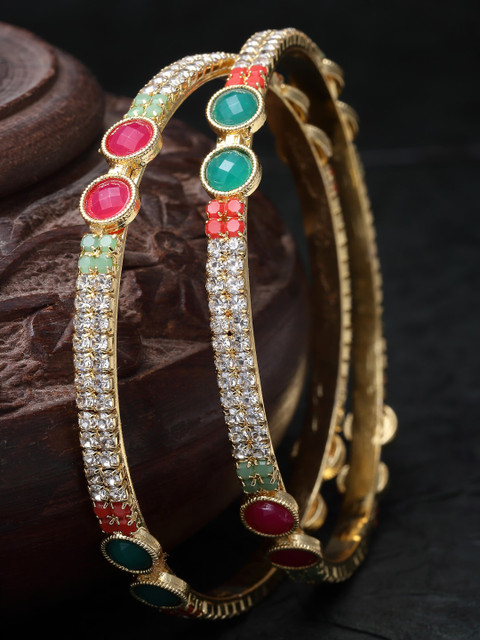 Sukkhi Set Of 2 Gold Plated American Diamond Studded Bangles