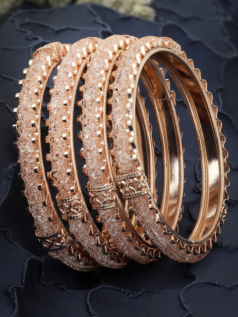 Sukkhi Set Of 4 Gold-Plated Crystals-Studded & Beaded Bangle