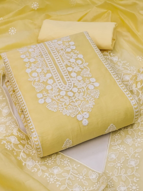 Panzora Embroidered Art Silk Unstitched Dress Material