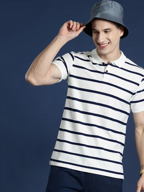 Mast & Harbour Men Striped Polo Collar T-shirt