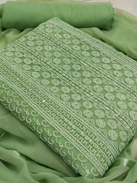 Panzora Floral Embroidered Sequinned Unstitched Dress Material