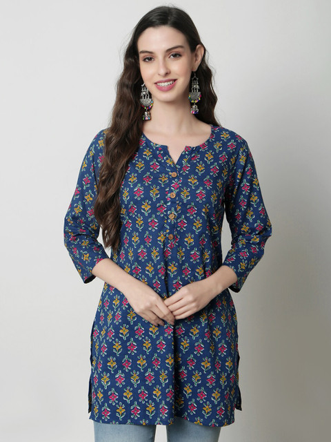 KALINI Floral Printed Straight Pure Cotton Kurti