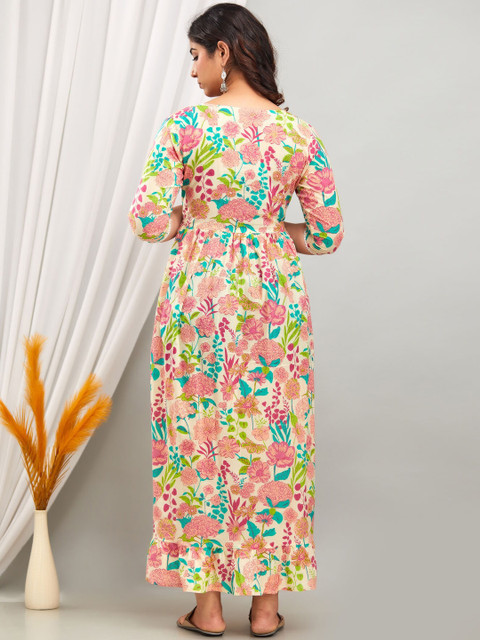 Henal Floral Printed Maternity Anarkali Kurta - Image 5