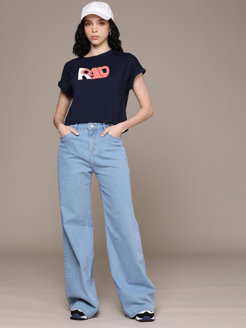 The Roadster Life Co. Women Wide Leg High-Rise Stretchable Jeans