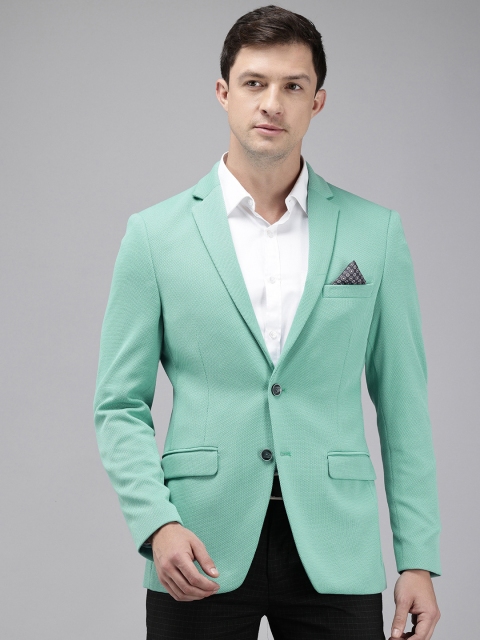 Park Avenue Notched Lapel Single Breasted Self Design Super Slim Fit Formal Blazer