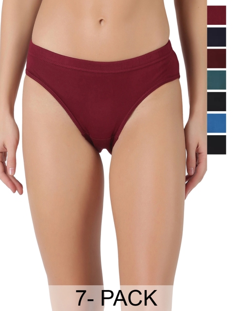Dollar Lehar Super Combed Cotton Women Solid Hipster Panty - Pack of 7 - Assorted