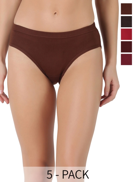 Dollar Lehar Super Combed Cotton Women Solid Hipster Panty - Pack of 5 - Assorted