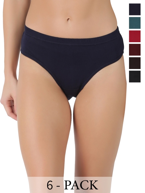 Dollar Lehar Super Combed Cotton Women Solid Hipster Panty - Pack of 6 - Assorted