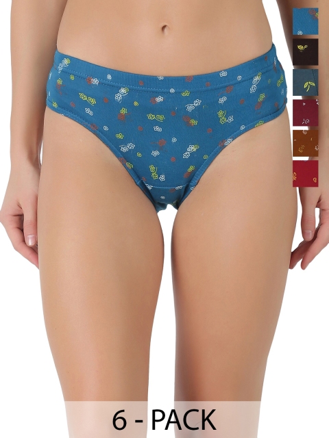 Dollar Lehar Super Combed Cotton Women Printed Hipster Panty - Pack of 6 - Assorted