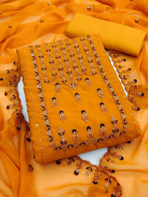 KALINI Floral Embroidered Unstitched Dress Material