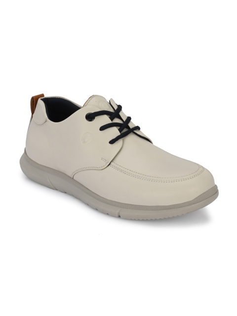 Egoss Men Textured Round Toe Comfort Insole Leather Lace-Ups Sneakers - Image 2
