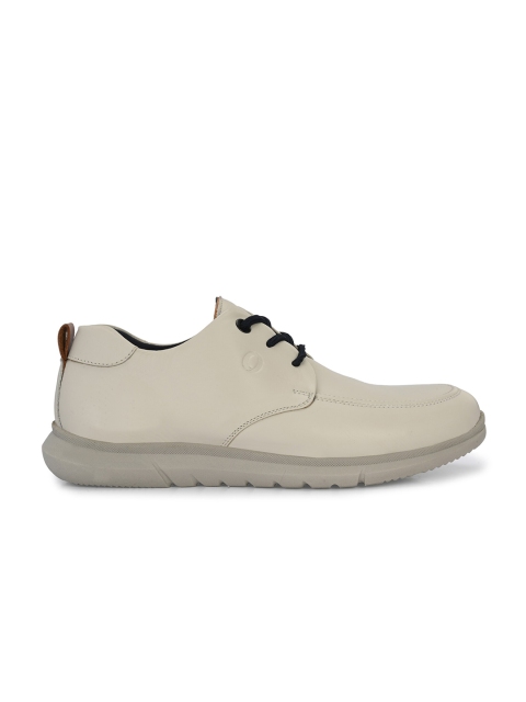 Egoss Men Textured Round Toe Comfort Insole Leather Lace-Ups Sneakers - Image 4