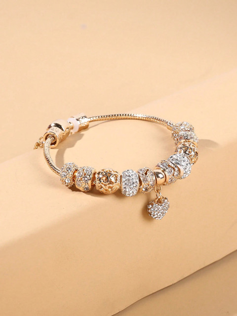 Shining Diva Fashion Crystals Gold-Plated Charm Bracelet