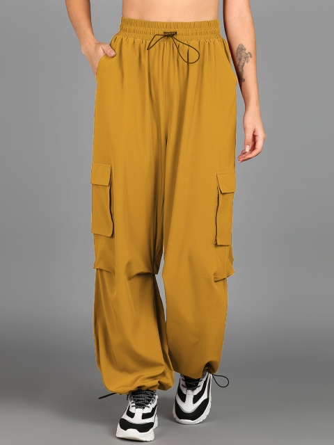 The Roadster Lifestyle Co. Brown Women Baggy Fit Mid-Rise Parachute Jogger Trouser