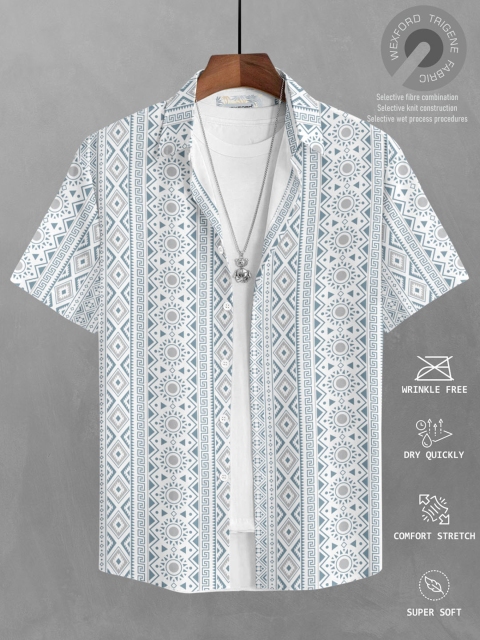 BULLMER Men Straight Printed Cotton Casual Shirt - Image 4