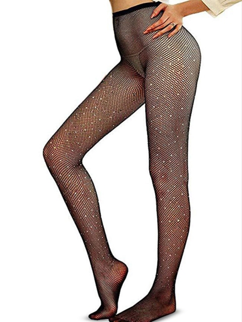 VAGHBHATT Rhinestone-Studded Fishnet Stockings - Image 2