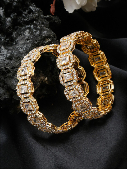 YouBella Set Of 2 Gold-Plated Stone Studded Bangles