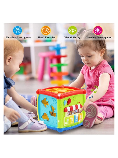 OPINA 5 in 1 Early Learning Shape Sorter Activity Fancy Cube with Music & Light - Image 4