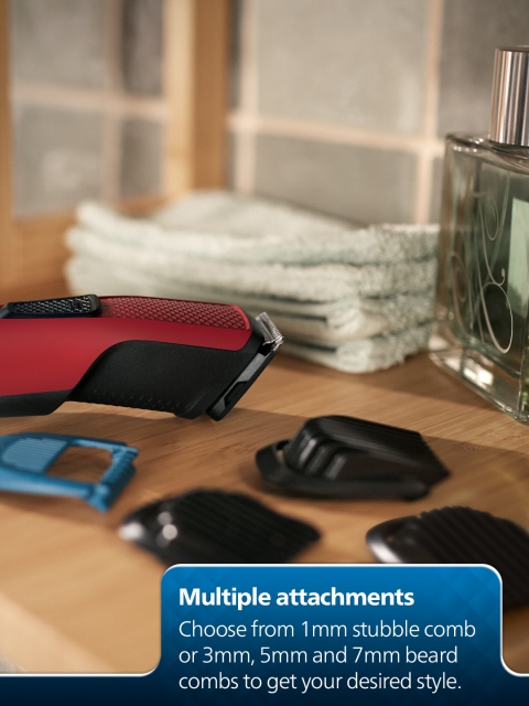 Philips BT1235/18 SkinProtect Cordless Beard Trimmer with Self-Sharpening Blades - Red - Image 5