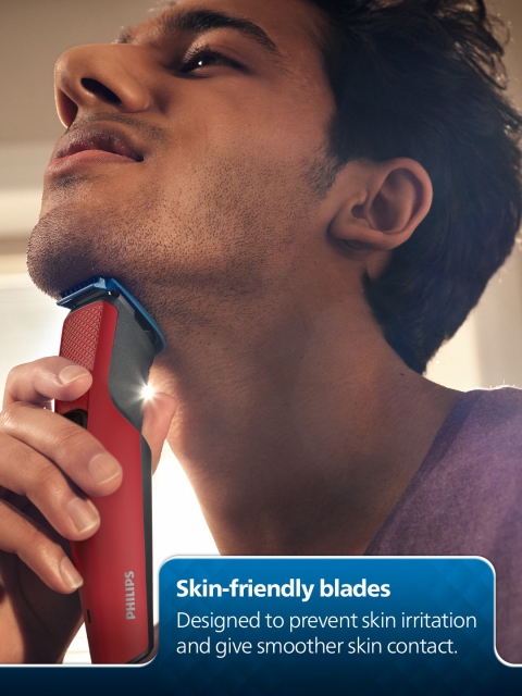 Philips BT1235/18 SkinProtect Cordless Beard Trimmer with Self-Sharpening Blades - Red - Image 3