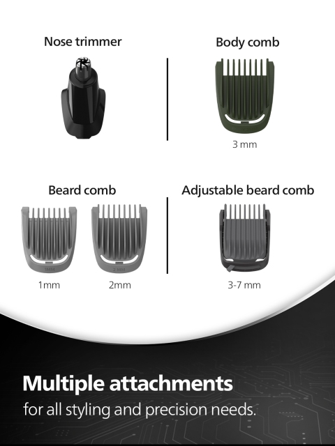 Philips MG3724/30 All-In-One Multigroomer Trimmer for Beard, Nose & Body - Black - Image 3