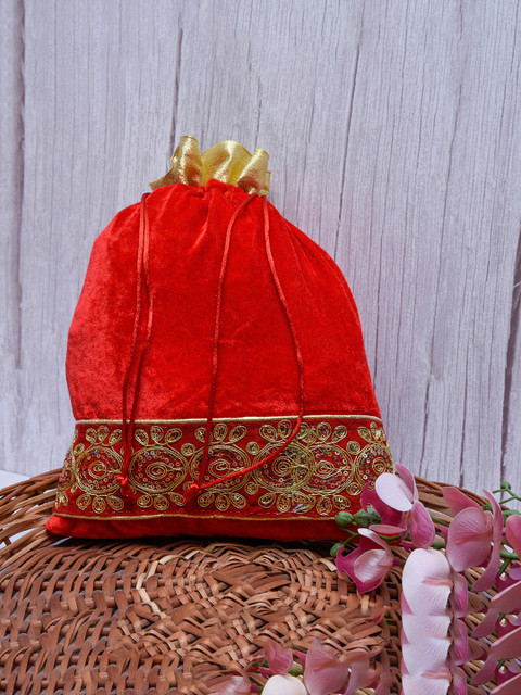 Kuber Industries Women Pack of 6 Embellished Ethnic Potlis with Gotta Patti Detail