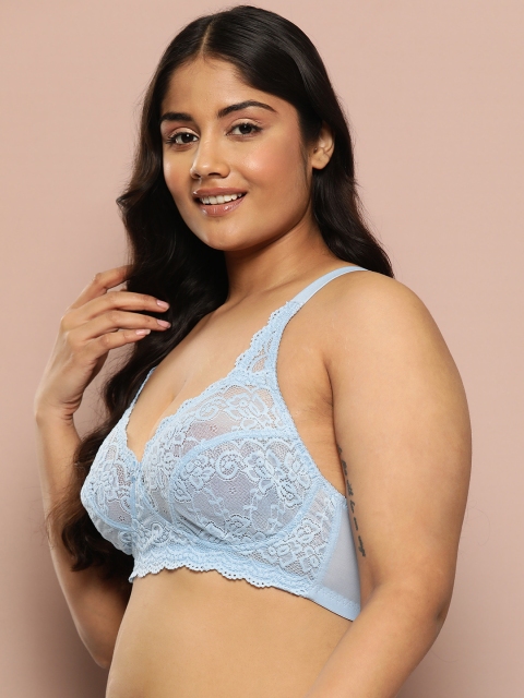 Sztori Floral Lace Bra Full Coverage SZ-NEW-BF-01-Sky Blue - Image 3
