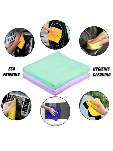 Kuber Industries 4 Pieces Green 400 GSM Microfiber Cloth Towels - Image 5