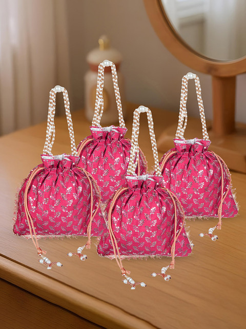 Kuber Industries Pack of 4 Embroidered Ethnic Potli Bags with Sequinned Detail