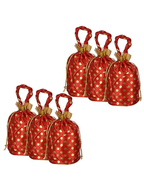 Kuber Industries Set Of 6 Printed Potli Clutches
