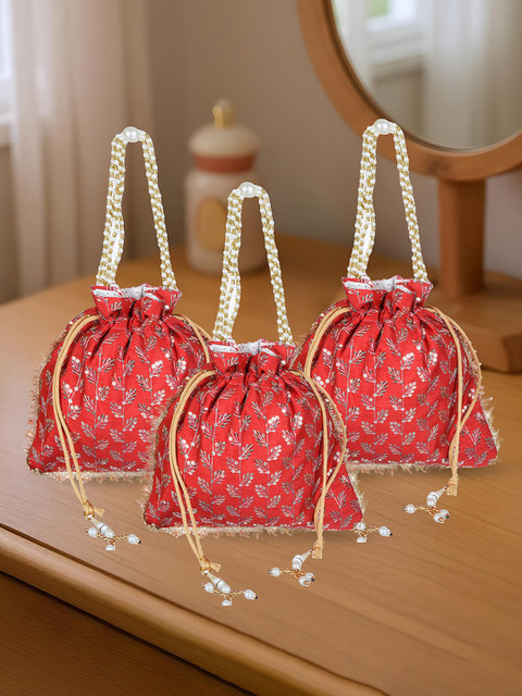 Kuber Industries Set of 3 Embroidered Sequined Ethnic Potlis