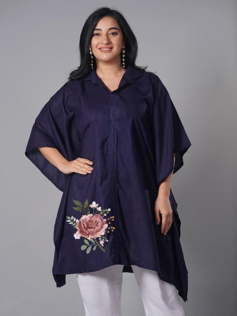 LetsDressUp Printed Shirt Collar Kaftan Kurti