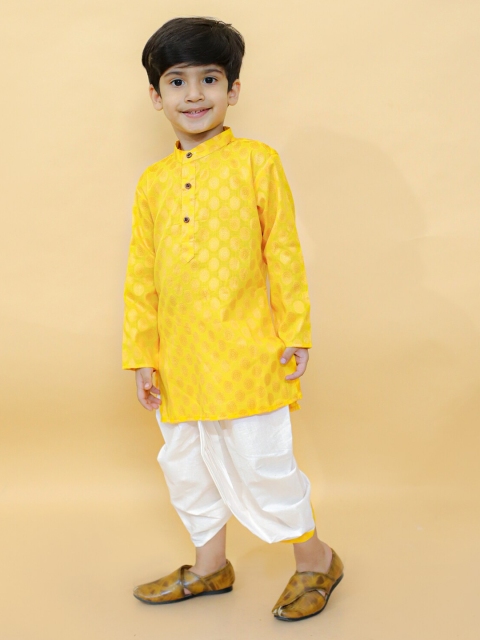 BAESD Boys Ethnic Motifs Printed Mandarin Collar Full Sleeves Ethnic Kurta & Dhoti Pants - Image 4