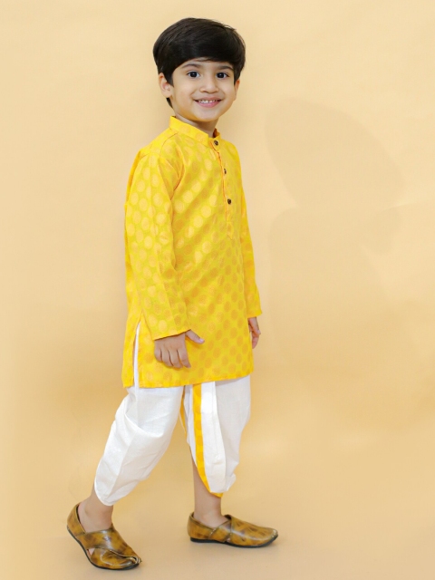 BAESD Boys Ethnic Motifs Printed Mandarin Collar Full Sleeves Ethnic Kurta & Dhoti Pants - Image 3