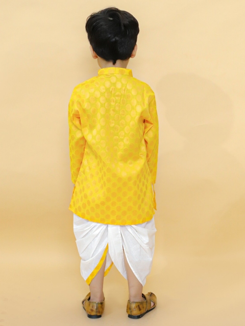 BAESD Boys Ethnic Motifs Printed Mandarin Collar Full Sleeves Ethnic Kurta & Dhoti Pants - Image 5