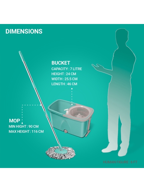 SPOTZERO by MILTON Classic 360 Degree Easy Wheels Cleaning Spin Mop & 2 Refills & Bucket - Image 3