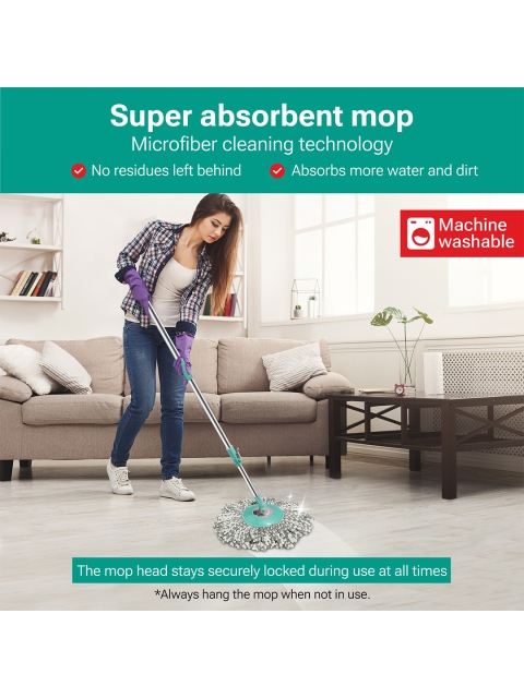 SPOTZERO by MILTON Classic 360 Degree Easy Wheels Cleaning Spin Mop & 2 Refills & Bucket - Image 2